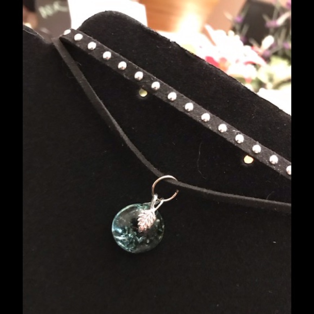 NWT Choker studded double layer black, clear/blue - Picture 1 of 4