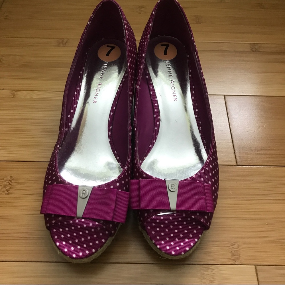 Etienne Aigner- Polka Dot Heel Wedges