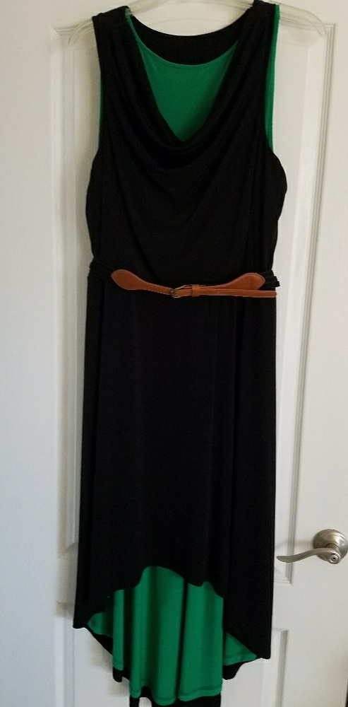 Calvin Klein High Low Drop Hem Betled Knit Dress