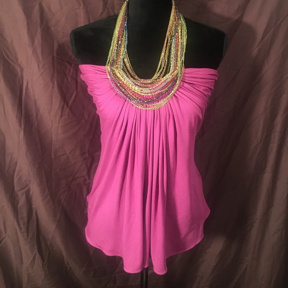 Sky Fuchsia Strapless Top M
