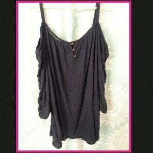 off shoulder navy blue top