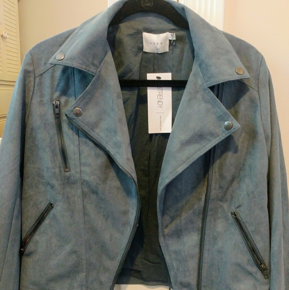 LUSH Grey Jet Blue Moto Jacket