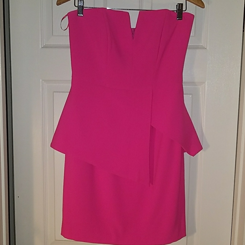 Hot pink peplum style party dress