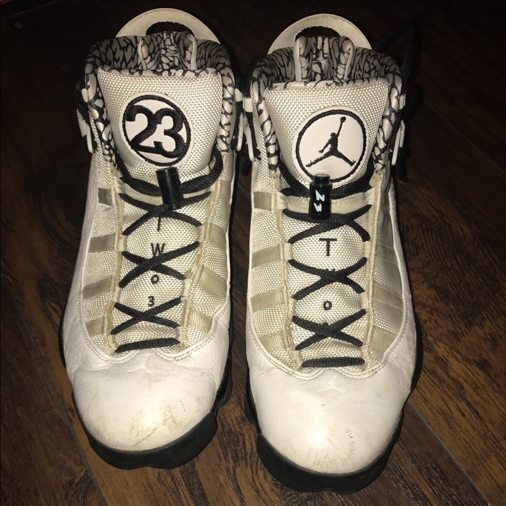 White and black Jordan shoes