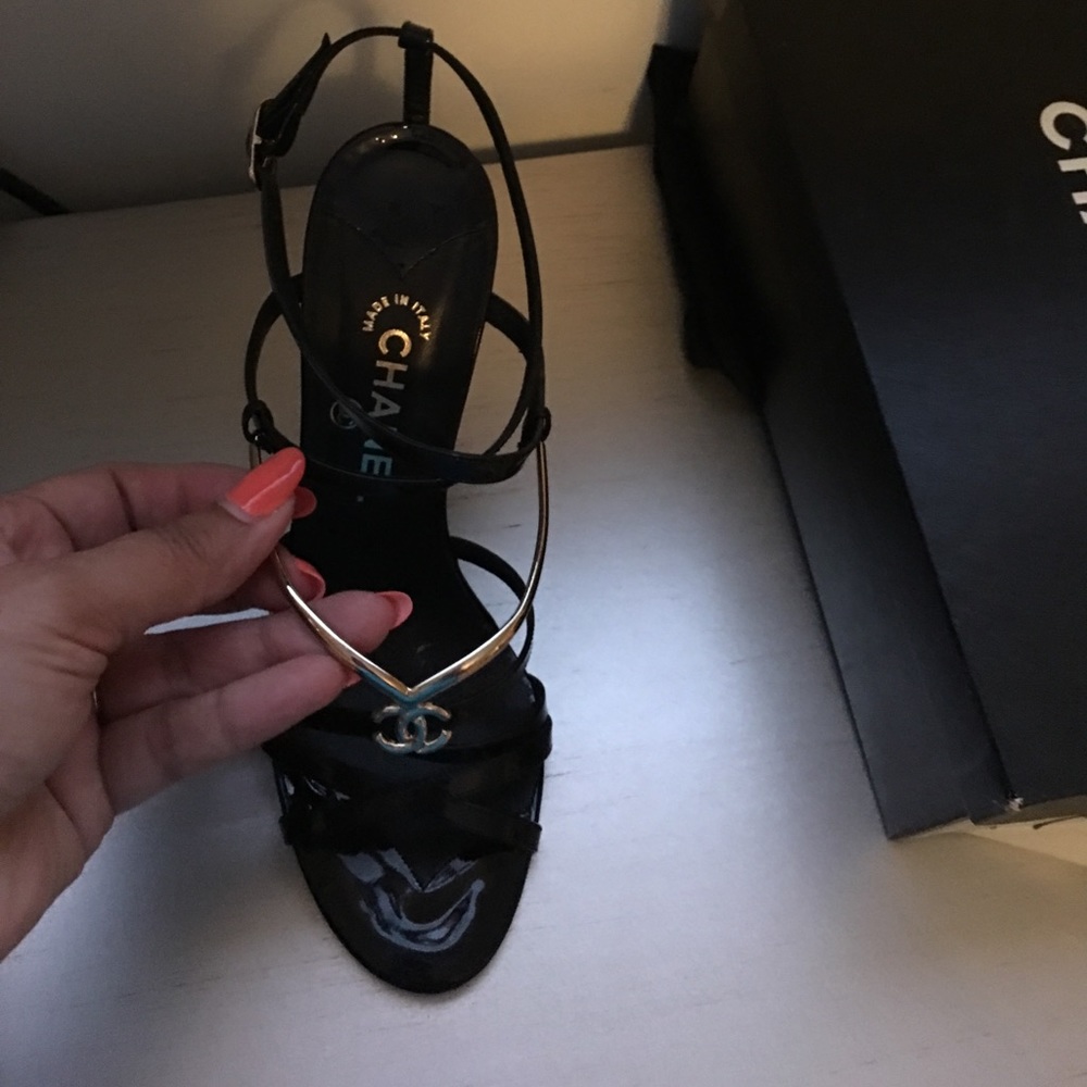 Chanel strappy heels- patent leather- sz41