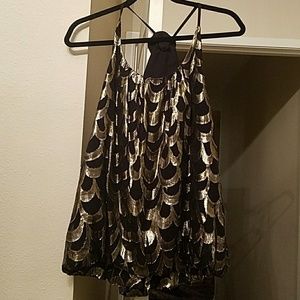 Black and Gold Halter Top