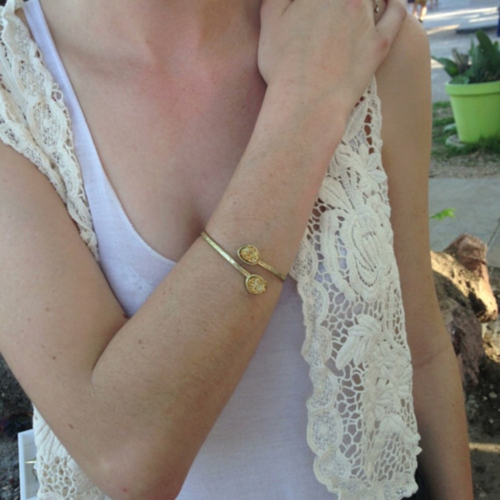 Gold Druzy Bracelet Arm Cuff