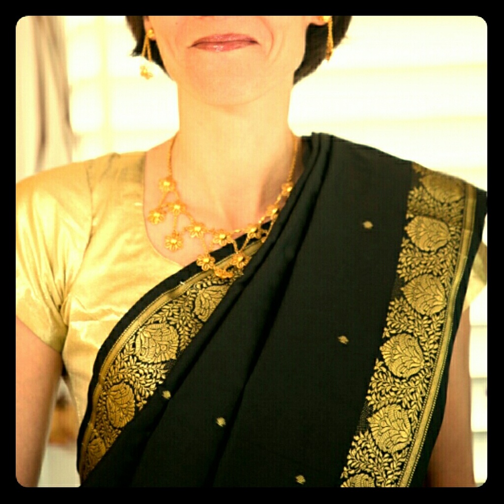 Black silk saree