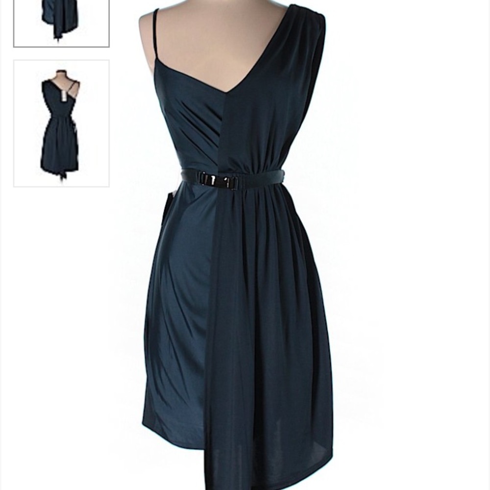 Bebe Turquoise Navy one strap dress