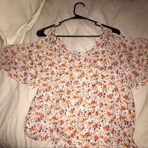Off the shoulder flowery shirt