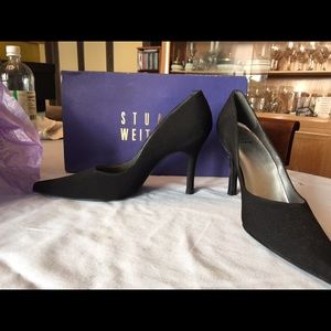 Stuart weitzmsn black grosgrain pumps
