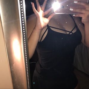 A black American Eagle criss cross tank top