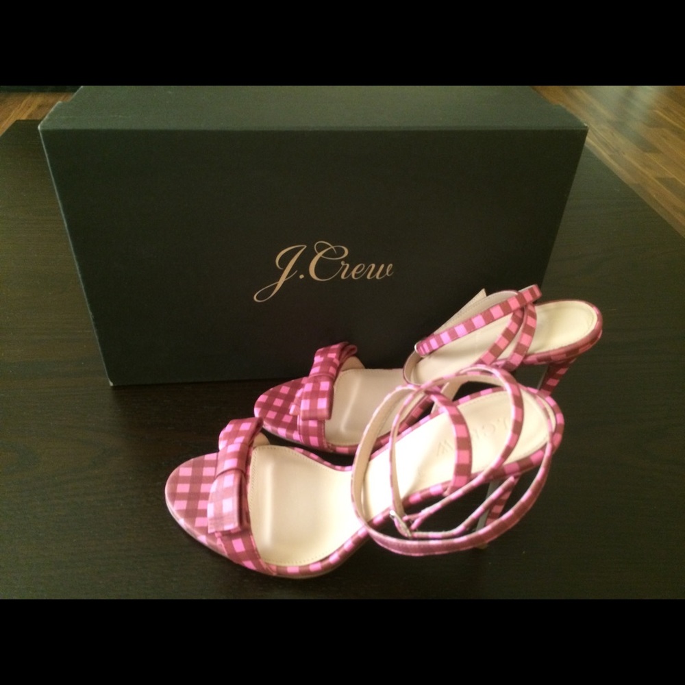 J. Crew Pink Gingham Sandals