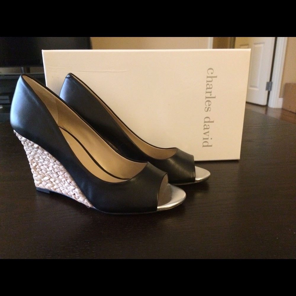 Charles David Wedge Peep Toe Pumps