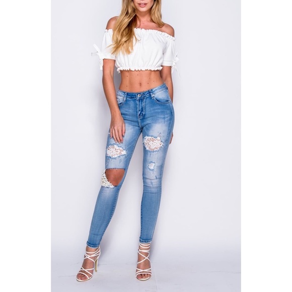 SALE 🔆 White tie sleeve crop top - Picture 5 of 11