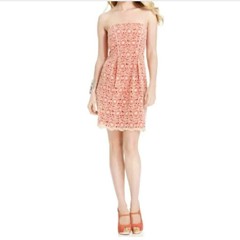 Jessica Simpson Pink Sheath Lace Floral Dress 2