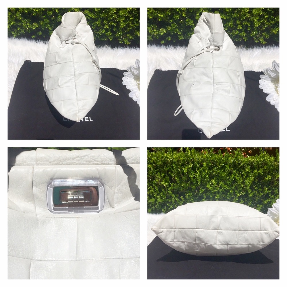 CHANEL IGLOO WHITE DRAWSTRING TOTE BAG - Picture 2 of 8