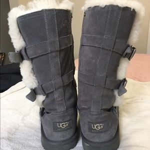 Gray buckled Uggs