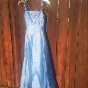 Light blue formal gown with crystal detail