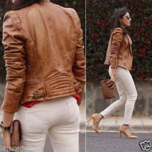 Zara leather jacket cognac