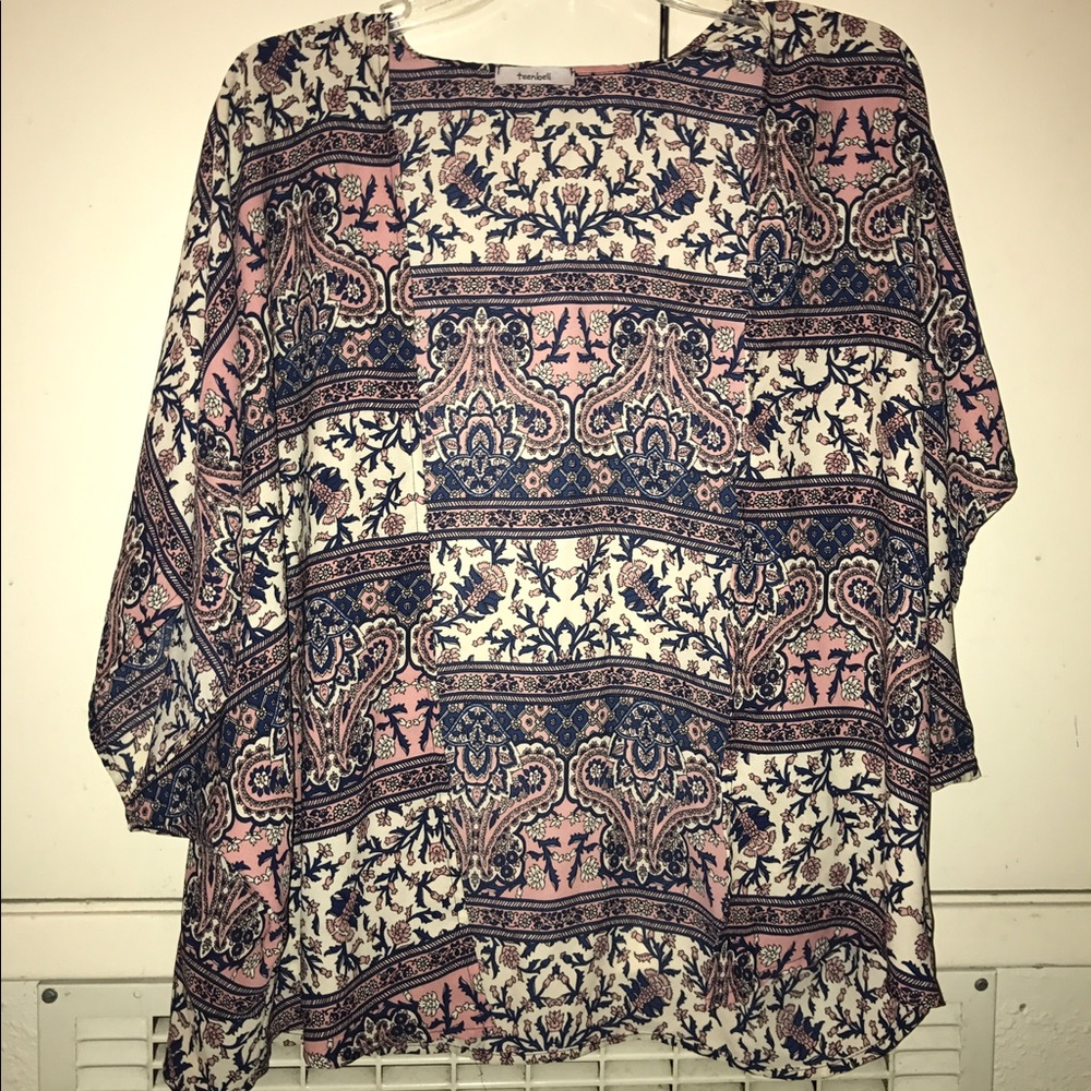 Pink, navy & cream cardigan