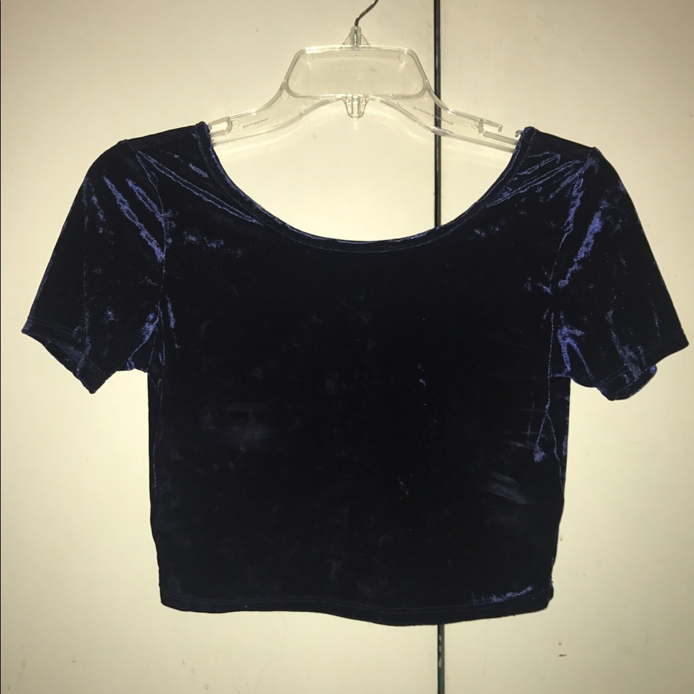 Blue velvet crop top