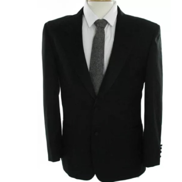 ARMANNO UOMO BLACK TUXEDO SATIN NOTCH COLLAR SZ SM - Picture 2 of 8