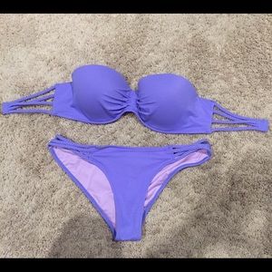 Purple strapless bikini