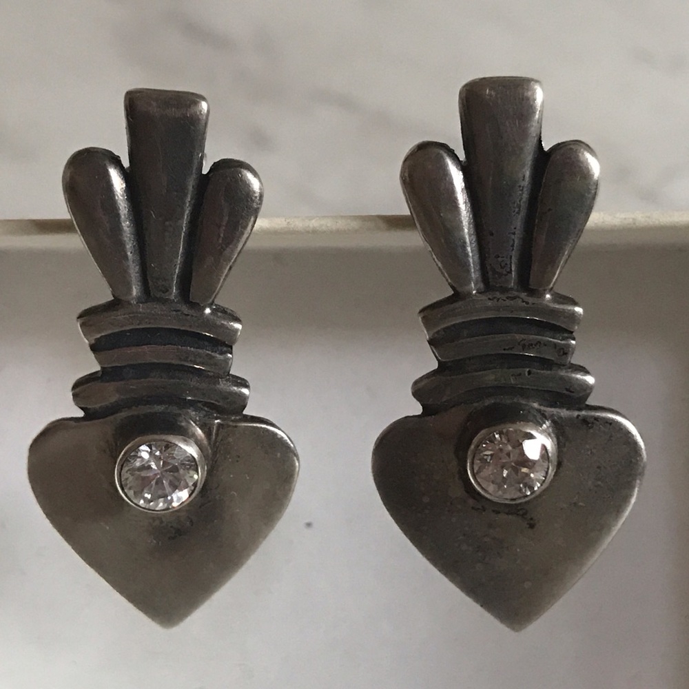Vintage 925 sterling silver & rhinestones earrings