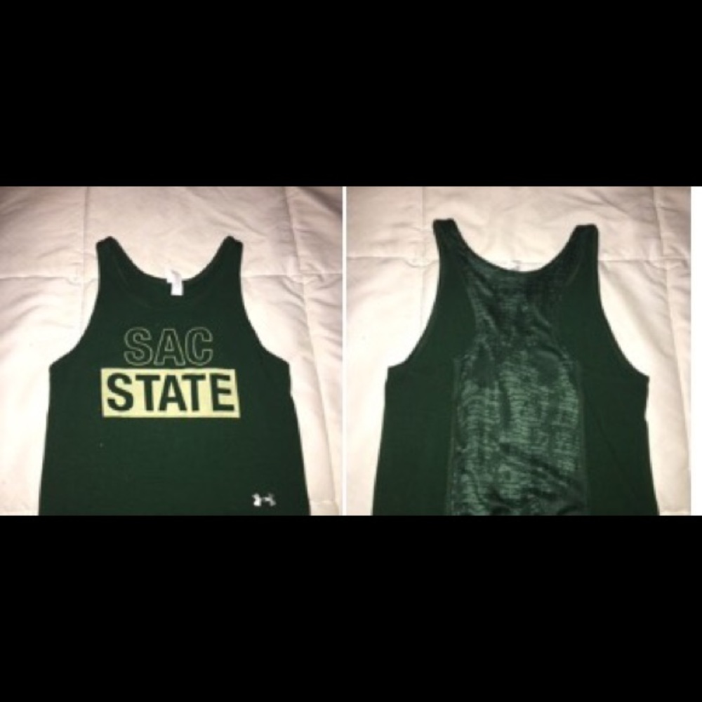 Crop sac state athletic tank top