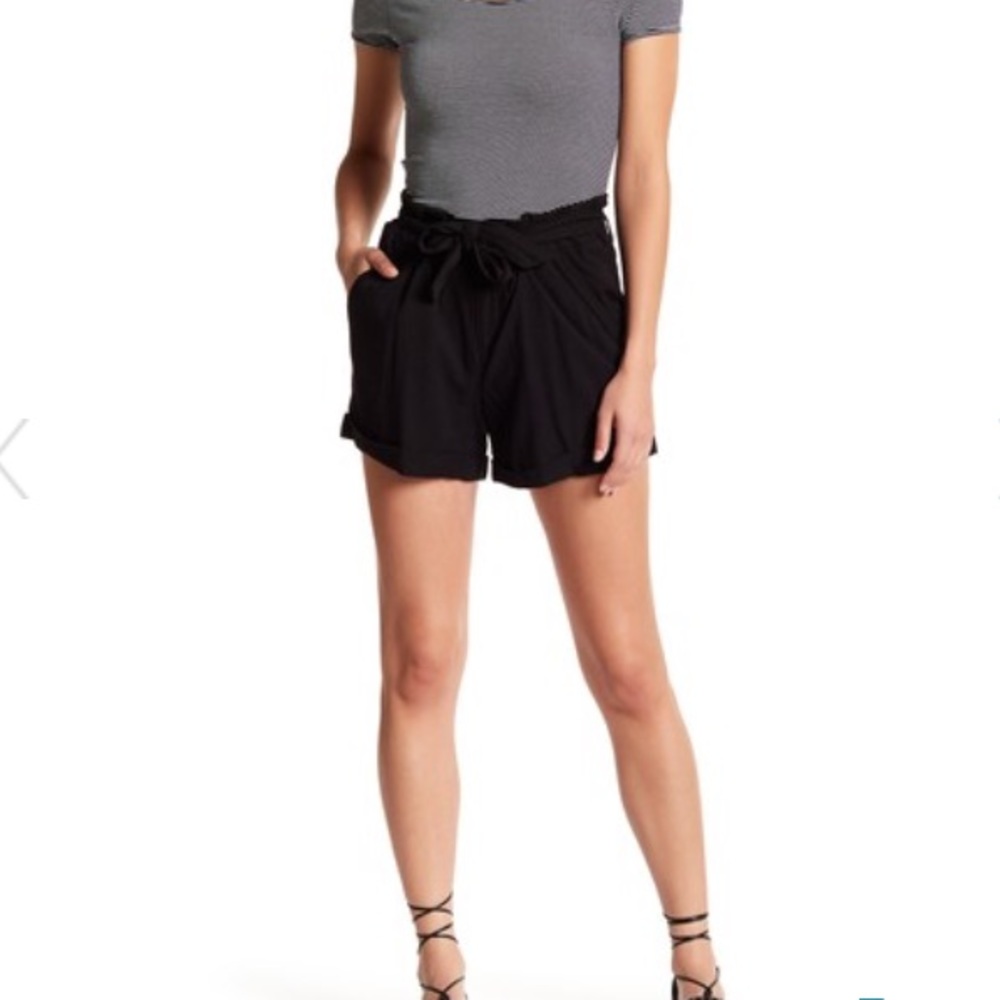 Casual dark navy blue high waisted dress shorts