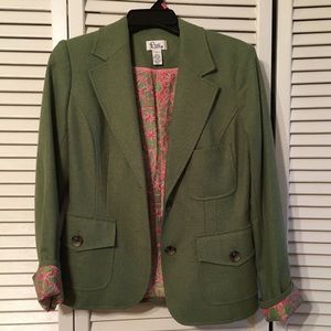 Lilly Pulitzer Green & Pink Print Blazer