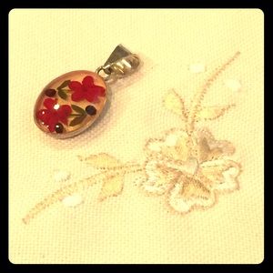 Sterling Silver Pendant with Dried Flowers