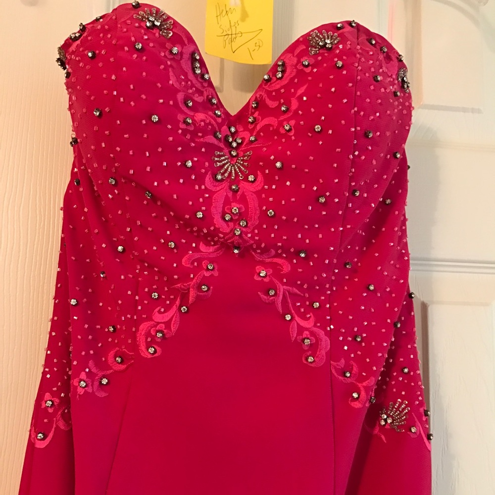 Crown Collection Hot Pink Embroidered Evening Gown