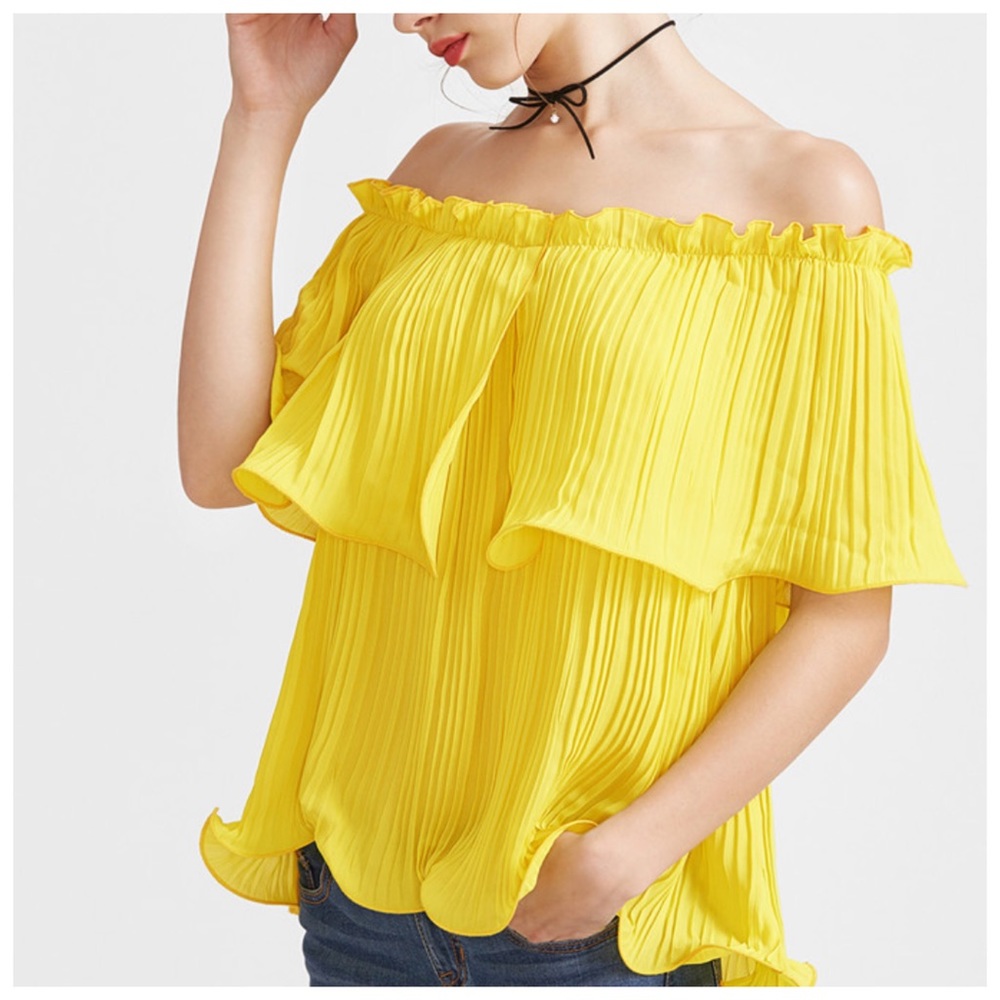 ‼️PRICE FIRM LAST CALL Sheer Off The Shoulder Top - Picture 2 of 4