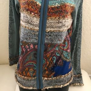 Sweater with sheer sleeves