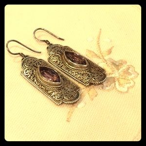 Sterling Silver Earrings with Amethyst like Stone