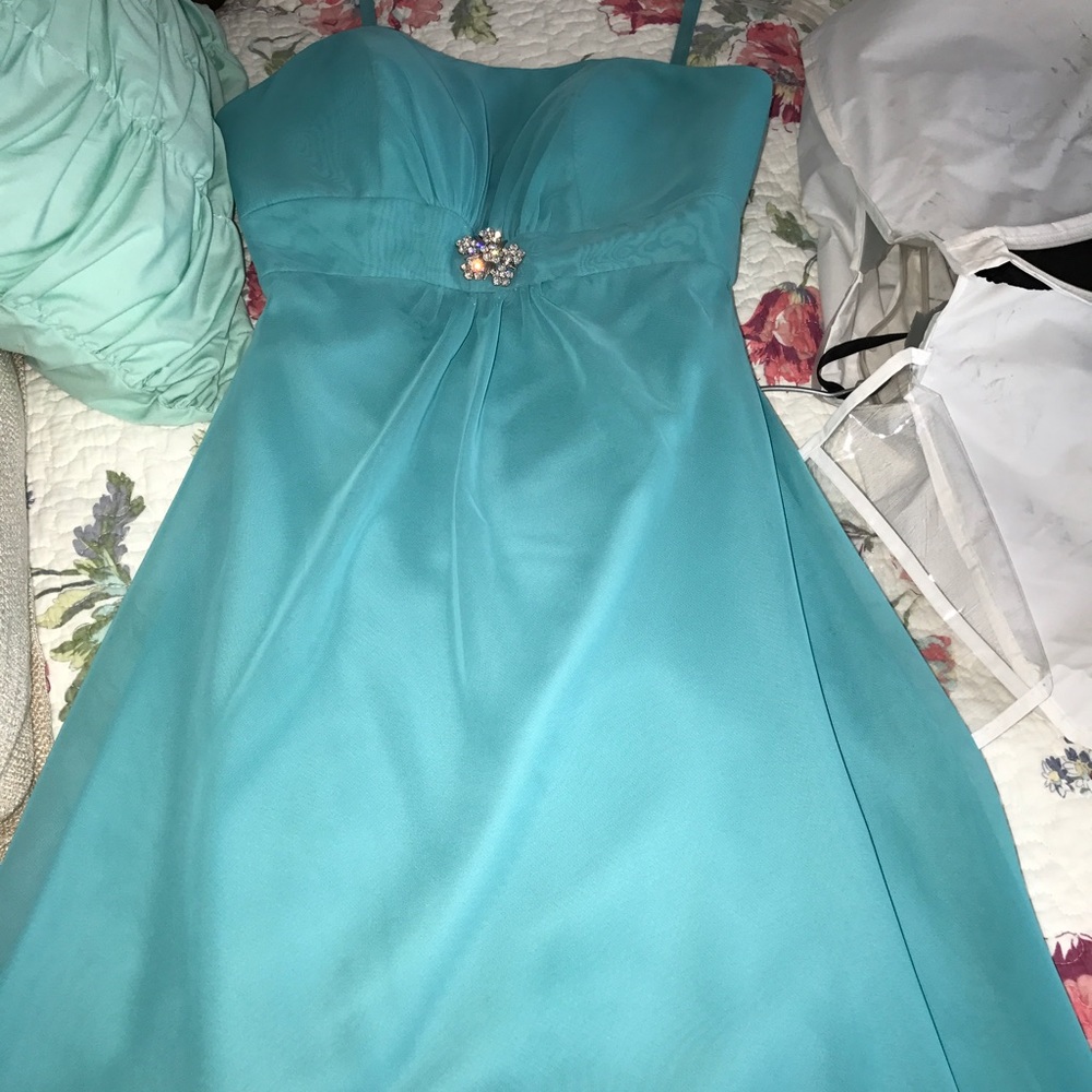 Mori Lee Turquoise Bridesmaids / Cocktail Dress