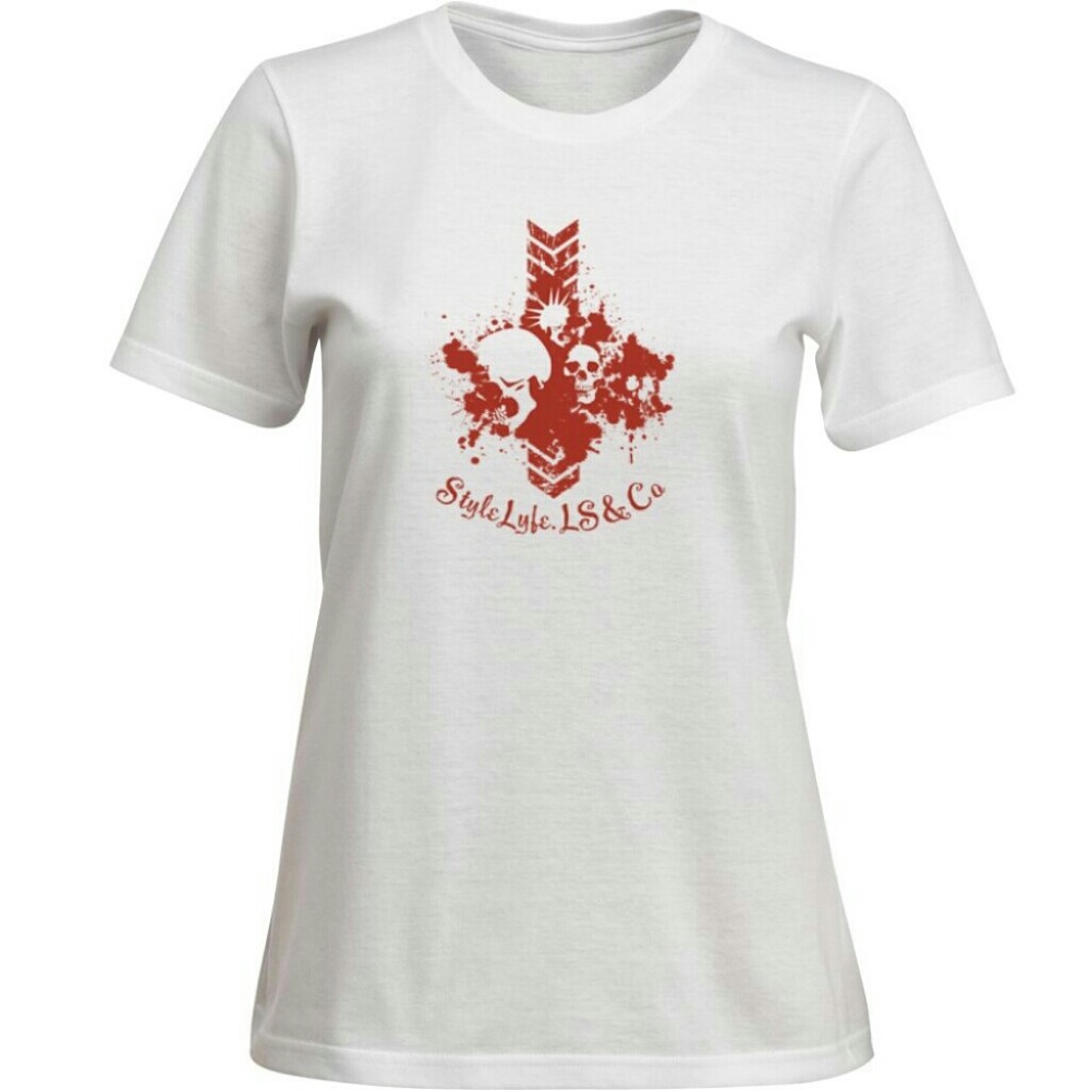 New women's all white Skulls tee shirt.