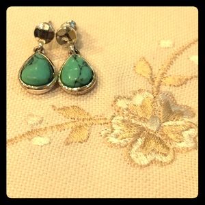 Turquoise Sterling Silver Teardrop Earrings LC