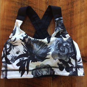 Lululemon All Sport Bra Black White Floral