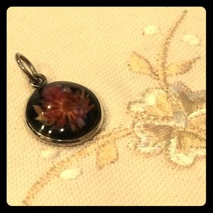 Silver Pendant with Dried Flower
