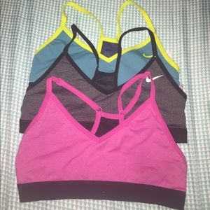3 Nike pro Indy size small sports bras