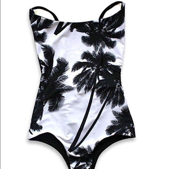 Cheeky Palm Print One Piece Swimsuit - Picture 3 of 4