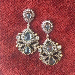 Sterling silver hand set crystal drop earrings.