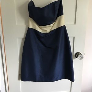 Blue strapless dress