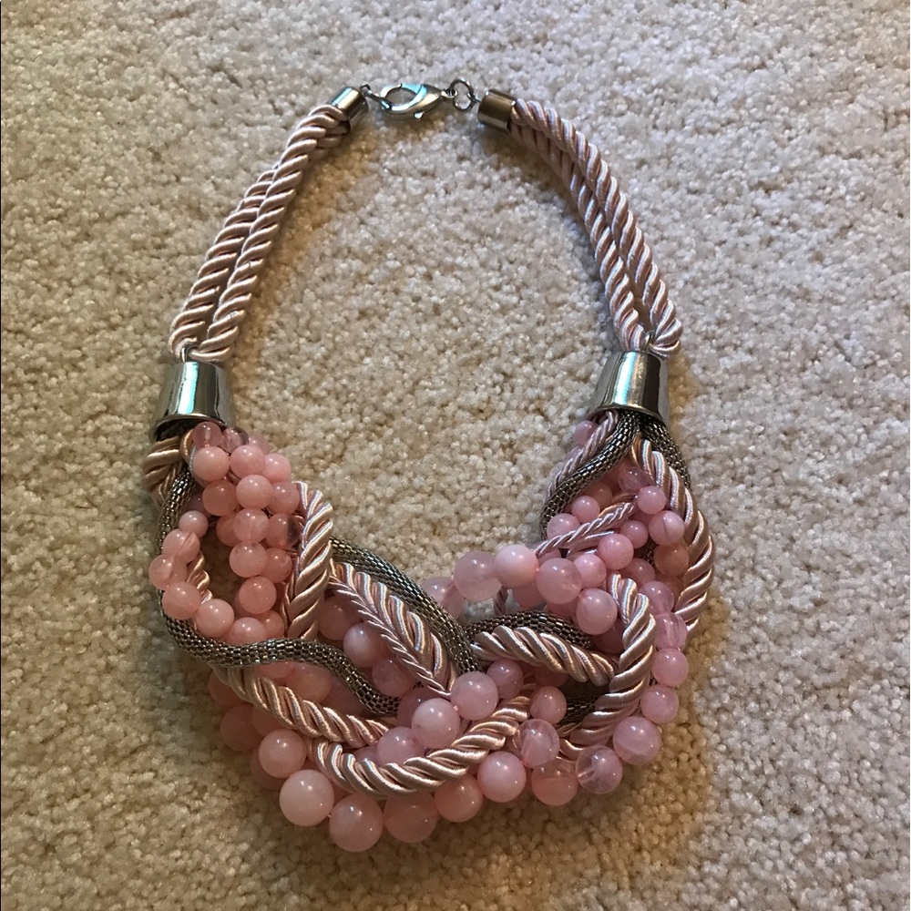 Pink and silver statement necklace
