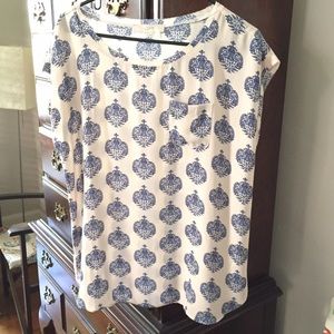 Beige and navy Loft top