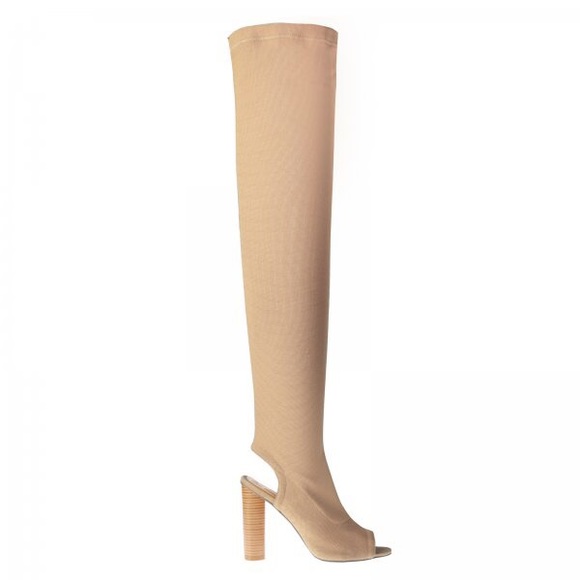 beige knee high boots uk