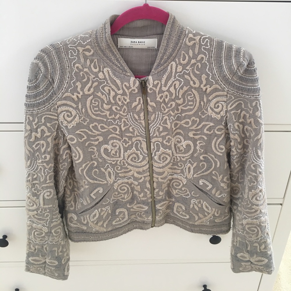 Zara Basic - Embroidered Jacket - Bomber Jacket